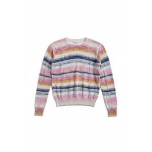 VAARA Cotton Blend Tie Dye Stripe Sweater Size Small Crewneck Rainbow